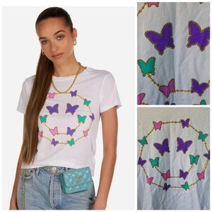 Lauren Moshi Butterfly Charm Happface baby tee